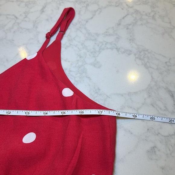 Ann Taylor LOFT Polka Dot Wide Leg Crop Jumpsuit Red White Size Small - Picture 8 of 9